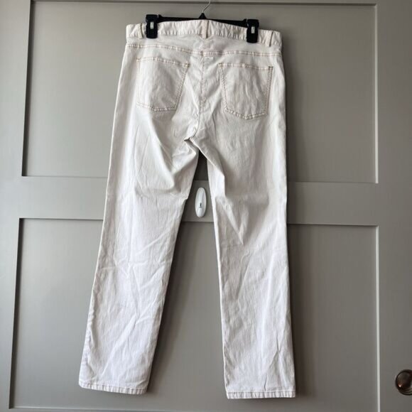 Eileen Fisher Pants Womens Petite Medium White Straight Leg Denim Jeans Made USA - Picture 8 of 16